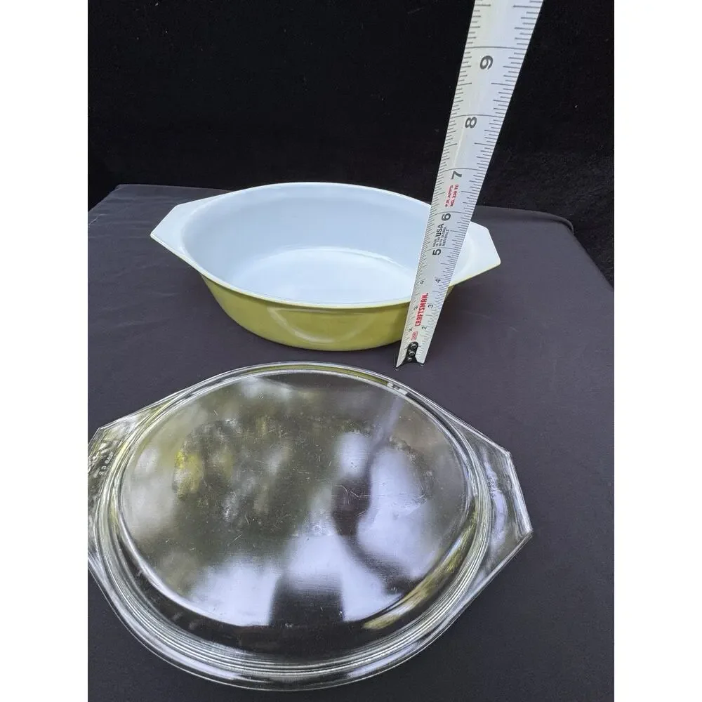 Vintage Pyrex 045 Verde Olive Green 2.5 Qt Oval Casserole Dish w/ 945-C Lid USA